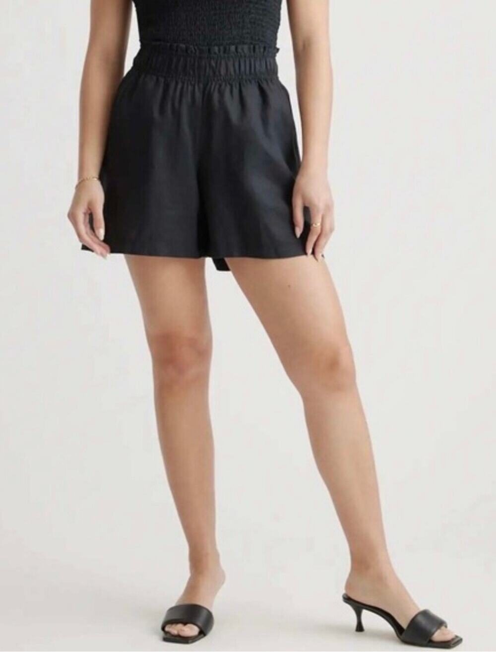 Quince European Linen High Waisted Shorts